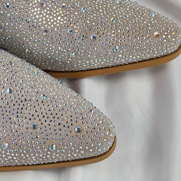 🩵NIB Apricot w/Silver Rhinestones Wide Calf Ankle Booties Size 8 - Picture 6 of 11